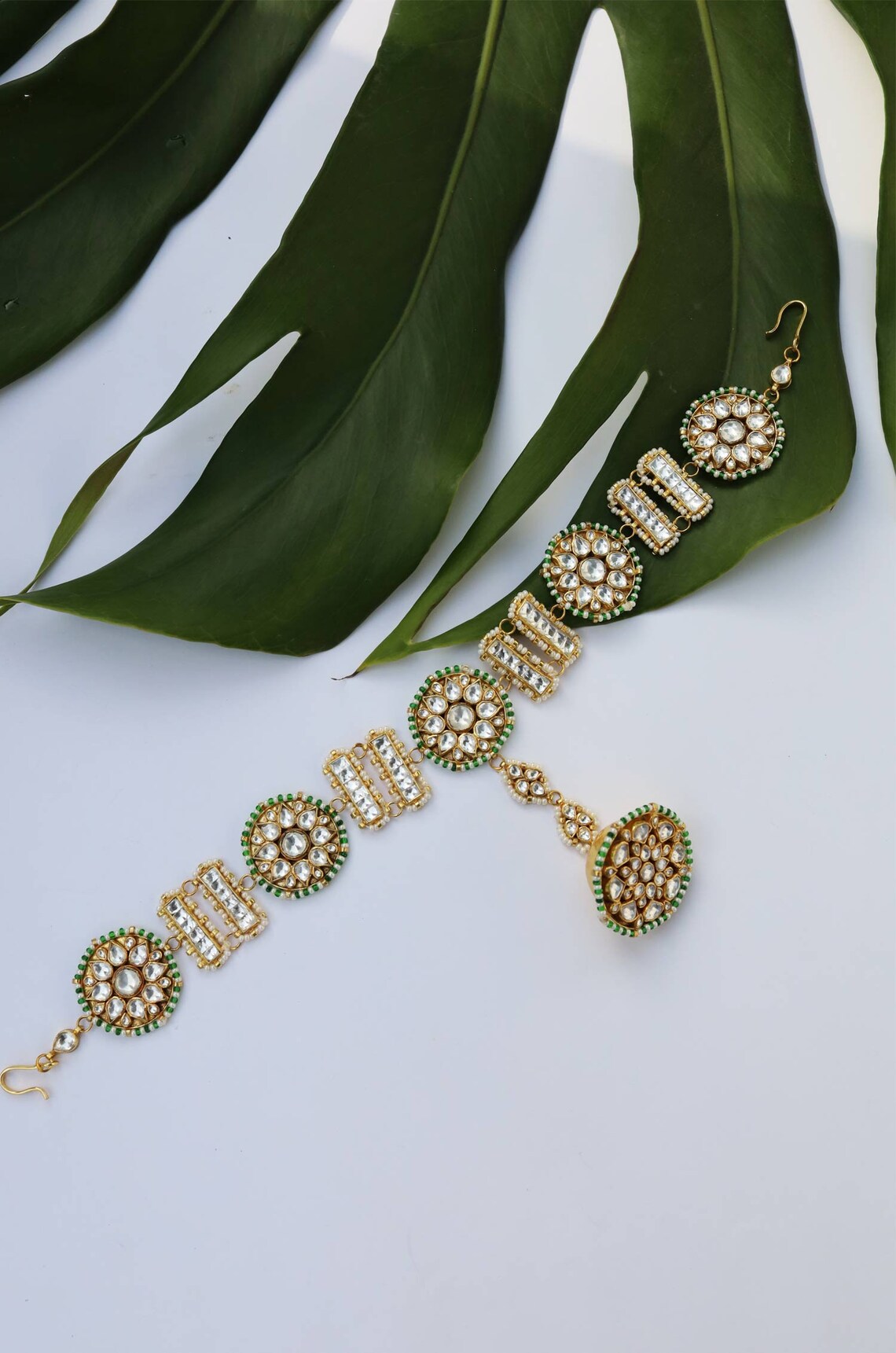 Rajasthani Borla Mathapatti/ Gold Plated Borla Mathapatti With Pearls and Kundan/ Pearls and