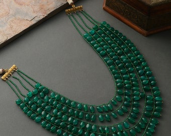 Green Multistrand Necklace Set/Green Stone Necklace Set
