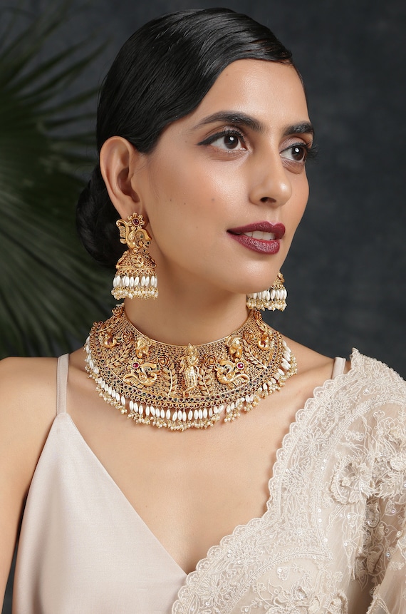 Jhumkas with necklace set clearance