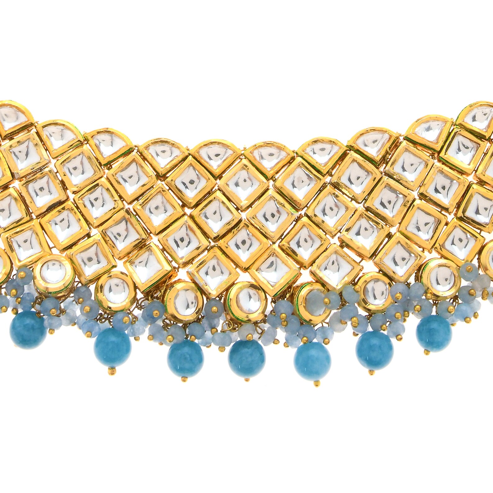 Blue - Kundan Work Choker Necklace Set 30
