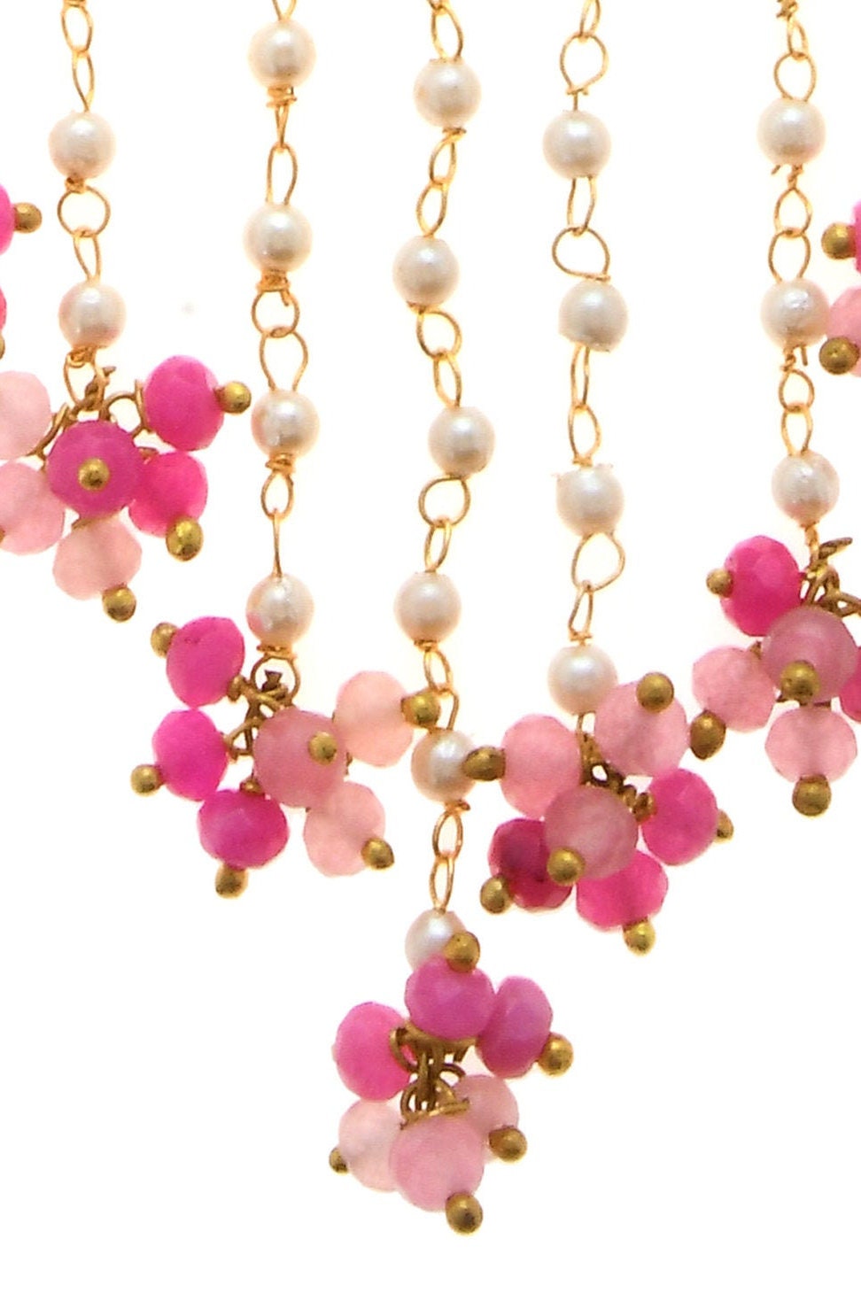 Pink Gold Plated Kundan Necklace With Pearls / Gold Polished - Etsy