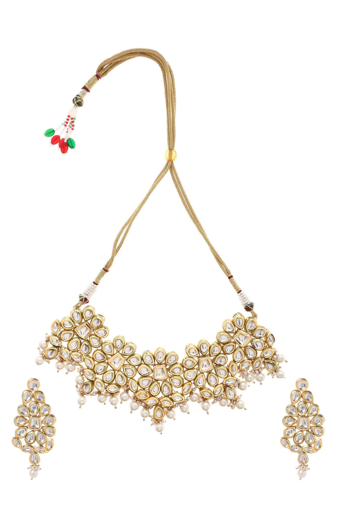 Gold Plated Kundan Necklace with Agate