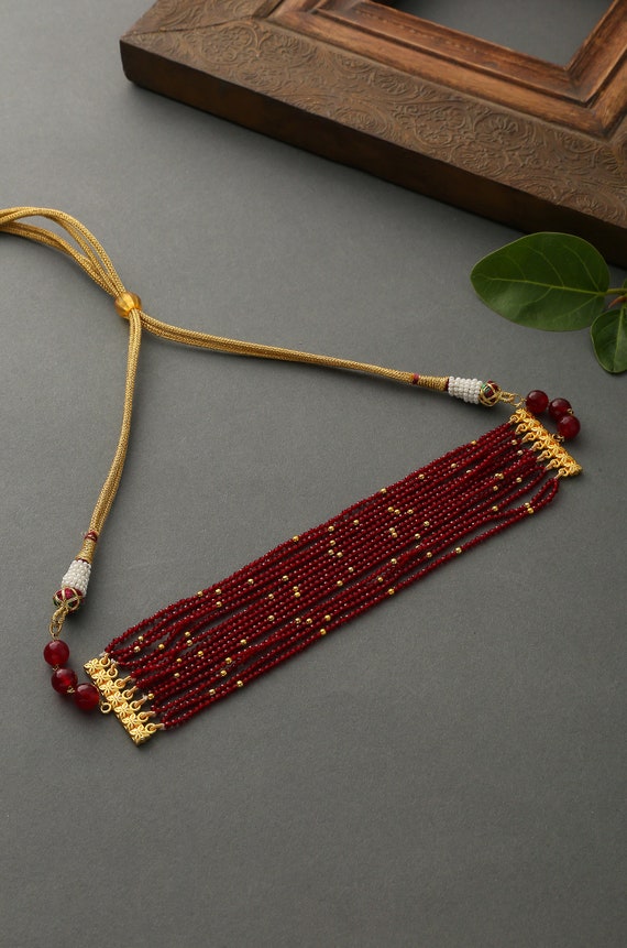 Choker necklace with red stones discount