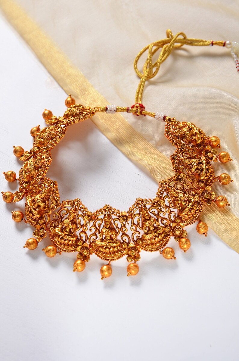 Gold Plated Lakshmi Temple Work Necklace Set/ Temple Work - Etsy