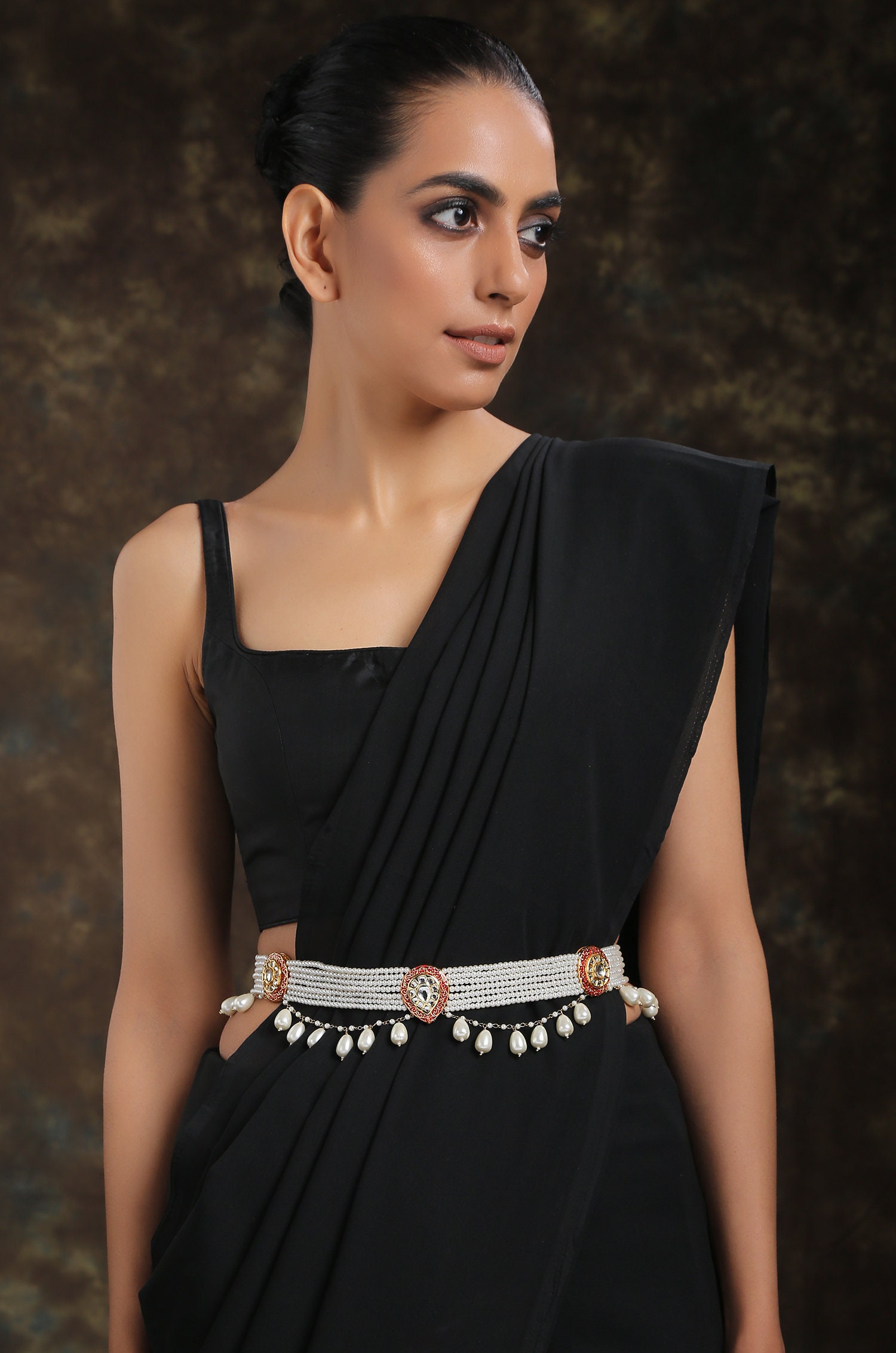 Purple Floral Waistband Meenakari Belt main image 1