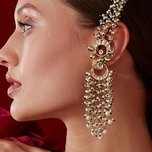 Green - Naimat Fabart Earrings with Kundan & Beads
