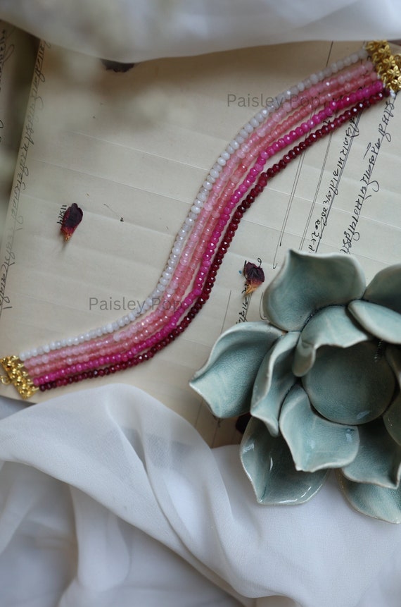 Multicolored Choker Necklace/ Multilayered Stone Necklace