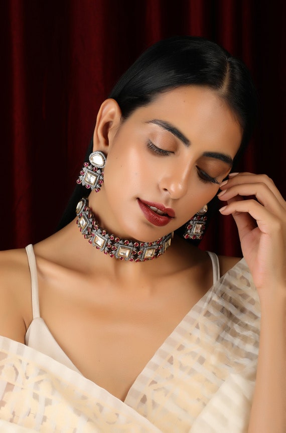 Wedding Indian Pakistani Saree & Necklace Designer Bollywood With Pearl  Choker | eBay