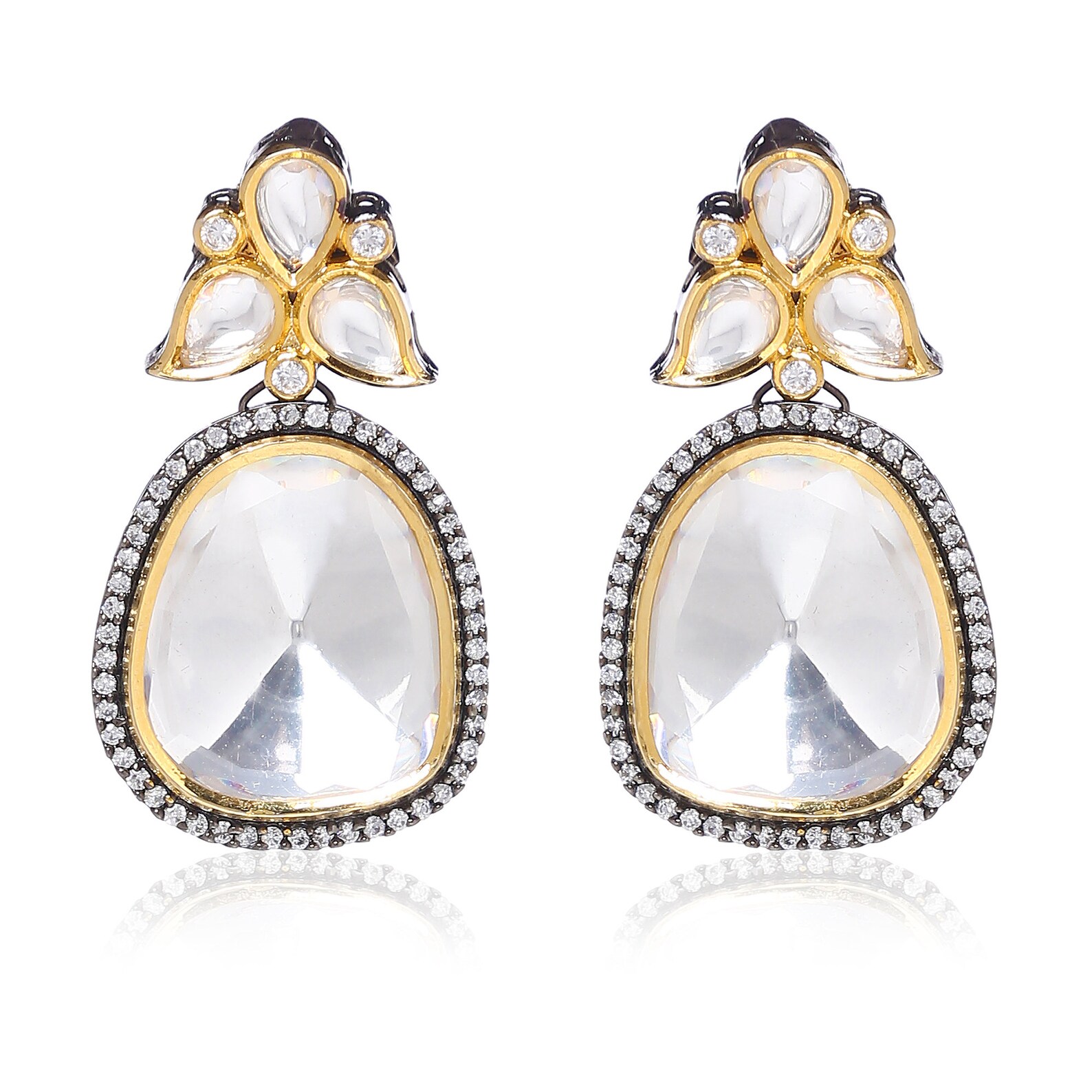 Silver polki earrings Clearance