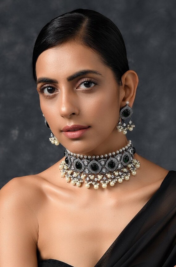 Green Victorian Polki Choker Necklace 