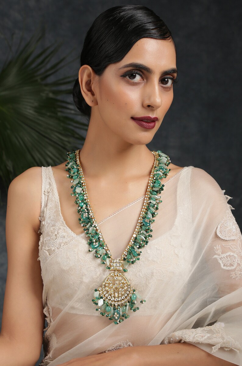 Green kundan jewellery Clearance