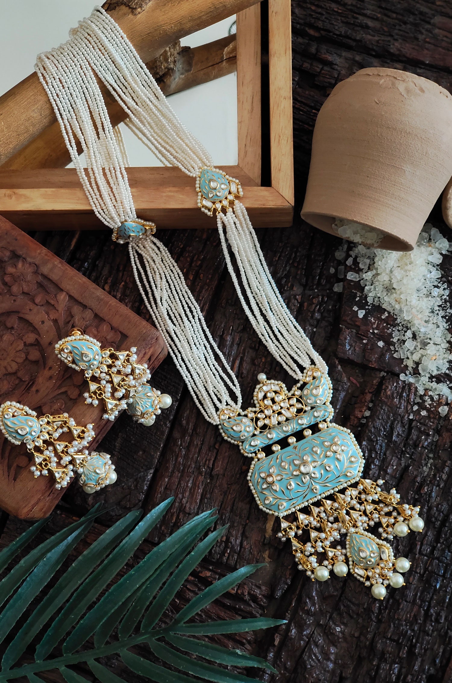 Meenakari Turquoise Kundan and Pearls 