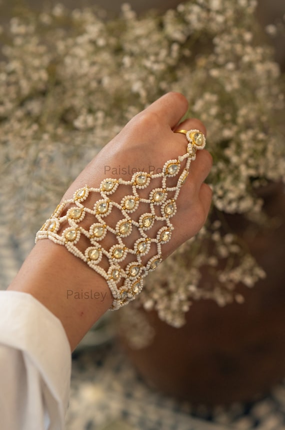 Gold Plated Kundan Hathphool Bridal Hathphool Indian Bridal
