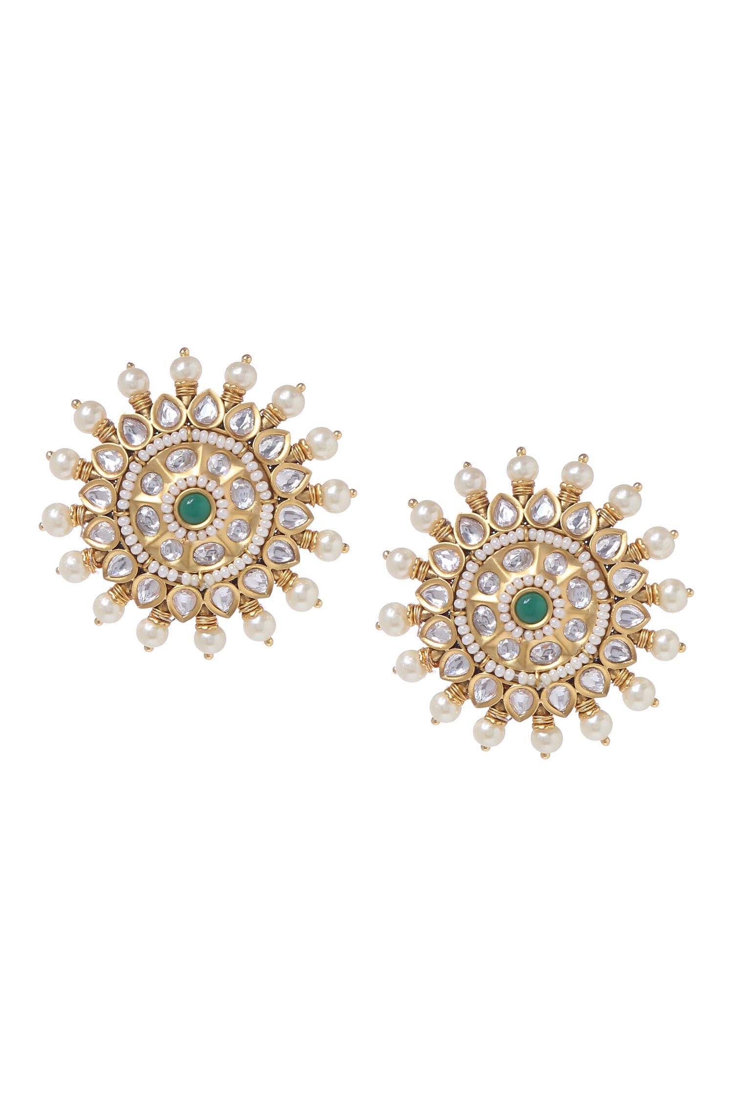 Himali Gold Tone Kundan Stud Earrings With Pearls / Gold Tone Etsy