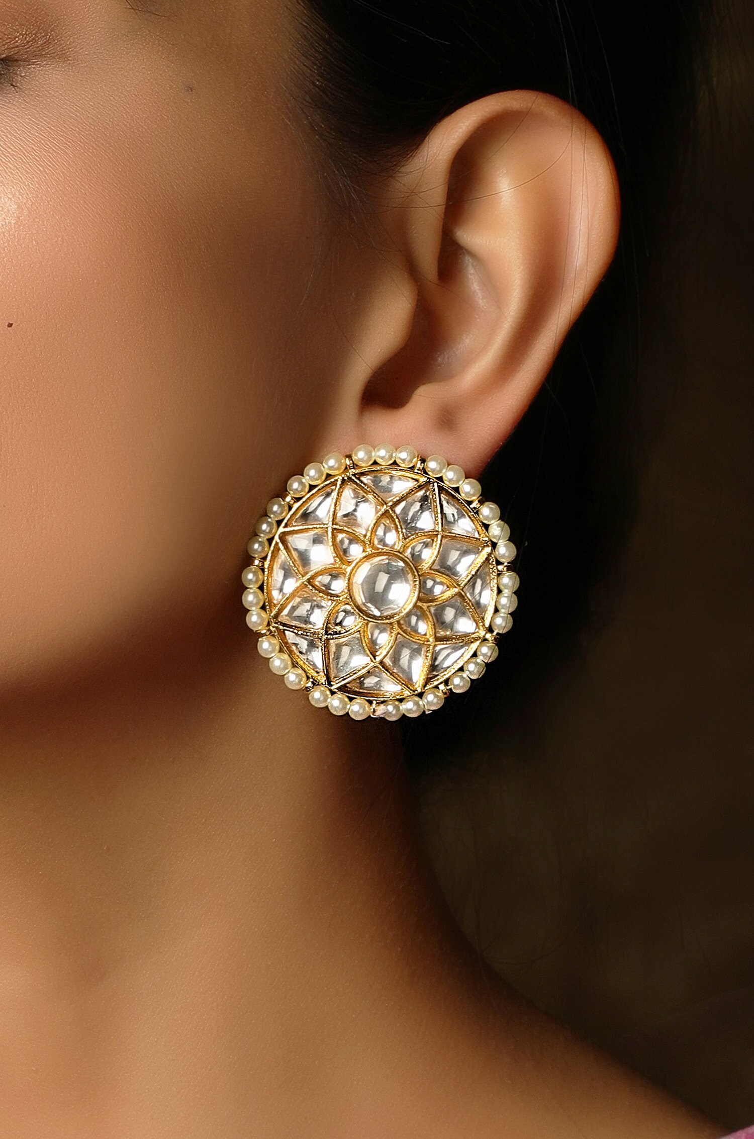 Gold Plated Kundan Studs/stud Earrings/kundan Studs Etsy