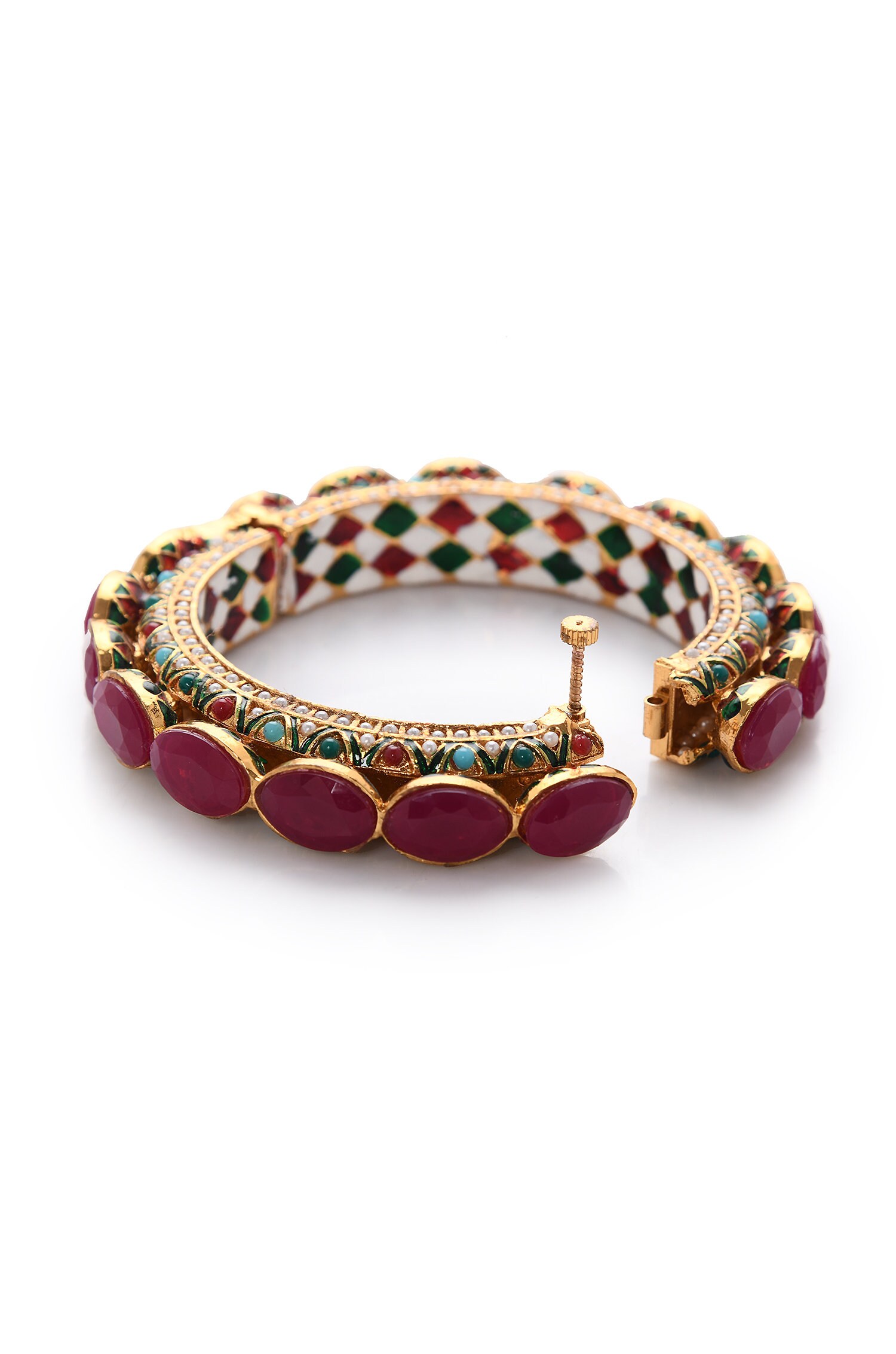 Gunjan Gold Plated Jadau Ruby Red Pacheli Bangle/ Ruby Red - Etsy