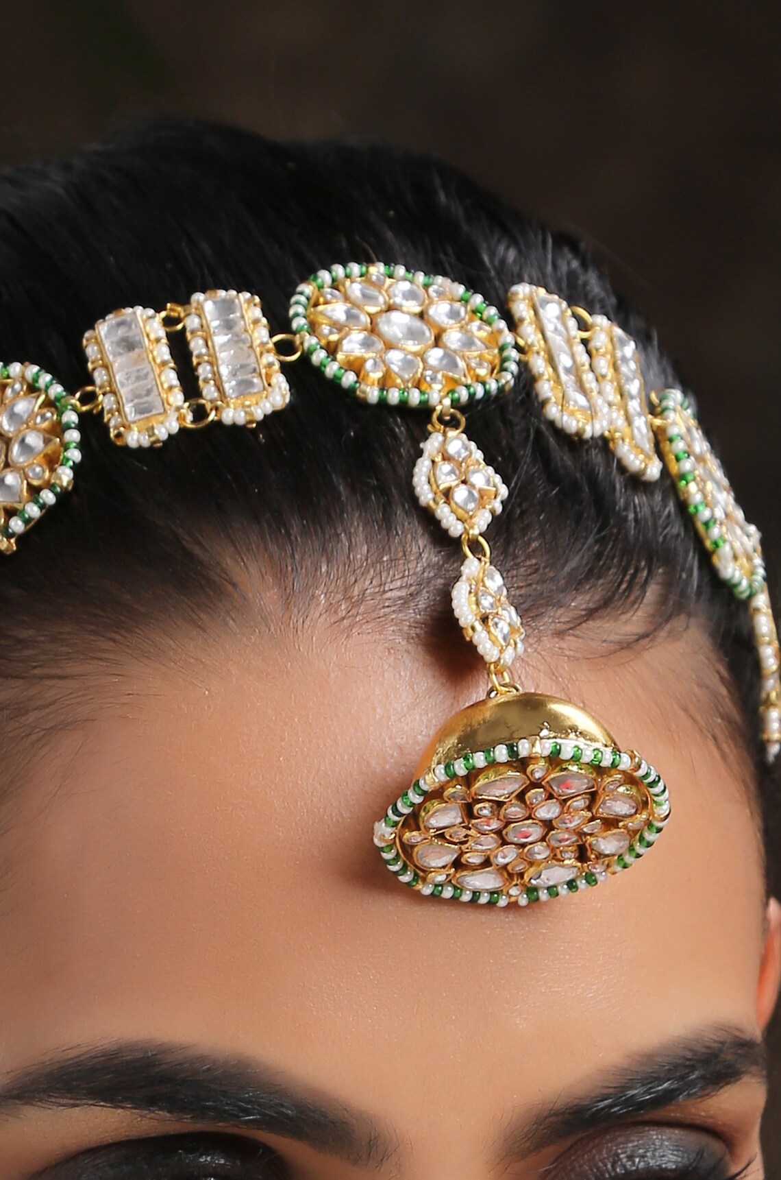 Rajasthani Borla Mathapatti/ Gold Plated Borla Mathapatti With Pearls