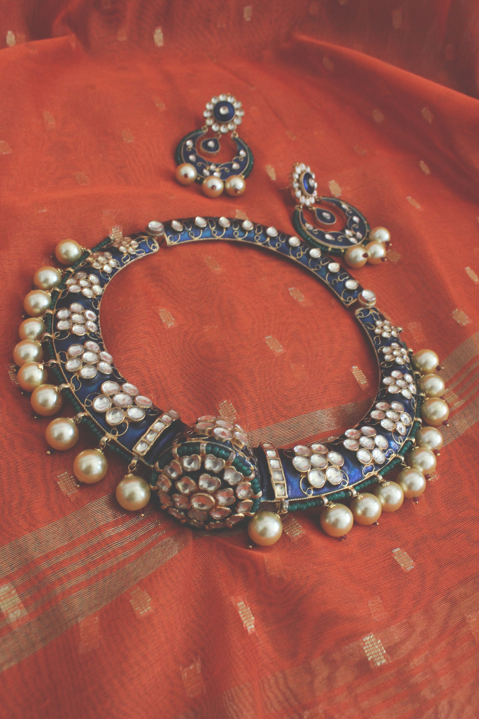 Blue Meenakari Plated Kundan Polki Bridal Indian Hasli Choker Etsy