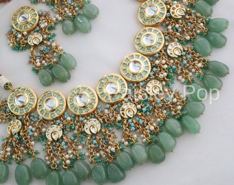 Turquoise shop kundan jewellery