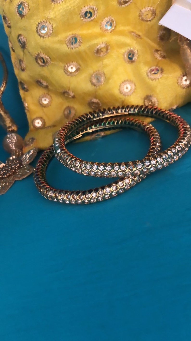 Punjabi Jadau American Diamond Zirconia Bangles Set of 2