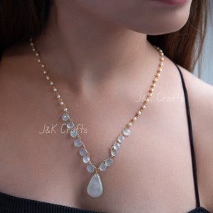 Gold Plated Mint Pearl Necklace / Pendant Necklace / Semi Precious Necklace / Pearl Necklace / Indian Jewelry / Sabyasachi Jewelry /