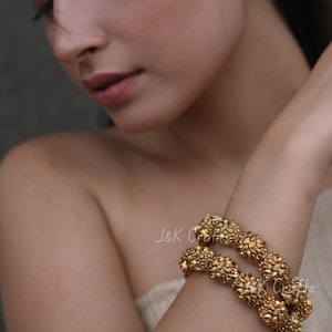 Temple work Gold Tone Bangles - Set of 2/ Soutrh Indian Temple Work Bangles/ Gold Plated Temple Work Bangles