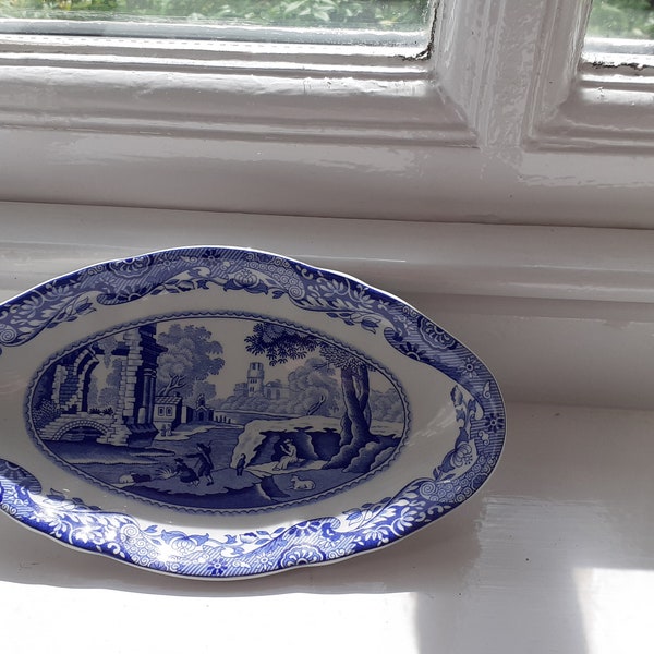 Spode Blue Italiaanse kleine ovale pin of Snuisterijschotel