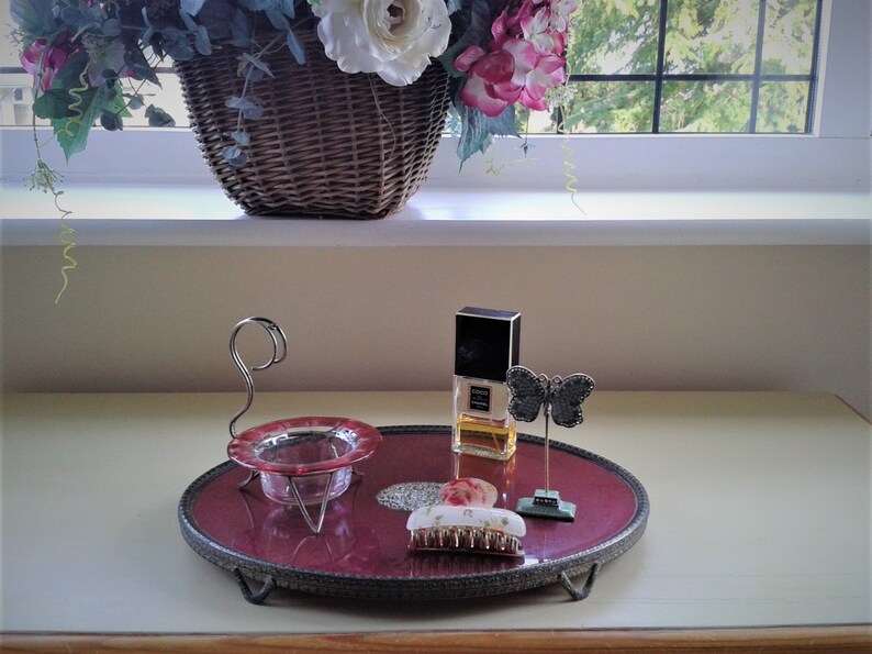 Vintage Oval Glass Dressing Table Tray Etsy