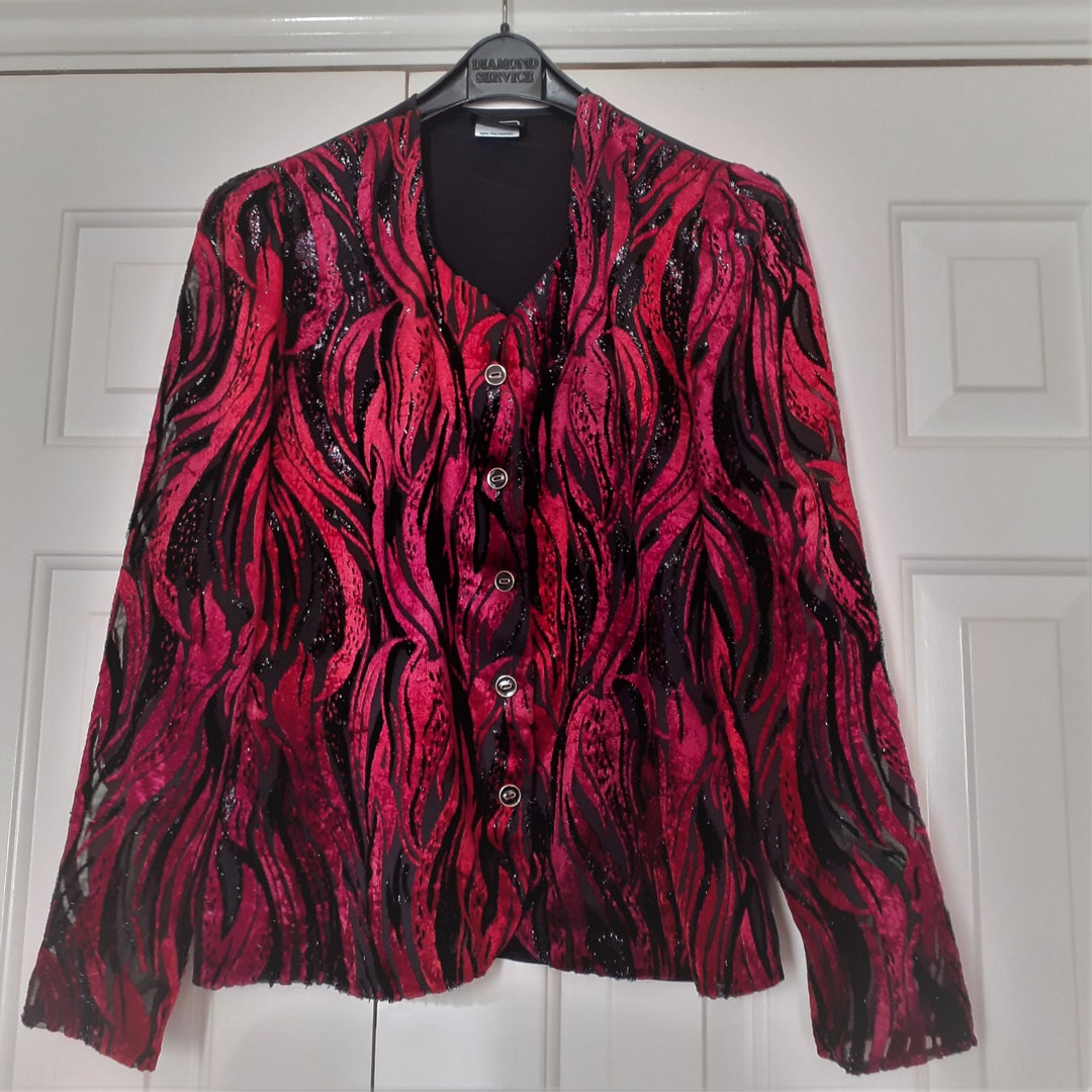 Vintage Fosby Sequinned Evening Jacket, Vintage Red, Black, Sequinned ...