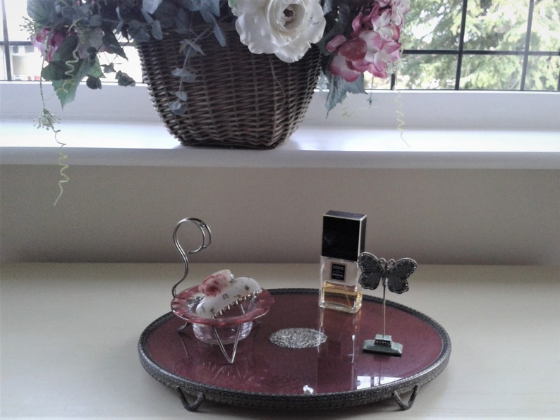 Vintage Oval Glass Dressing Table Tray Etsy