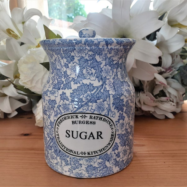 Rare Burgess and Leigh Sugar Jar, Frederick Rathbone Burgess Sugar Storage Jar, Frederick Rathbone Burgess and Leigh Sugar Canister