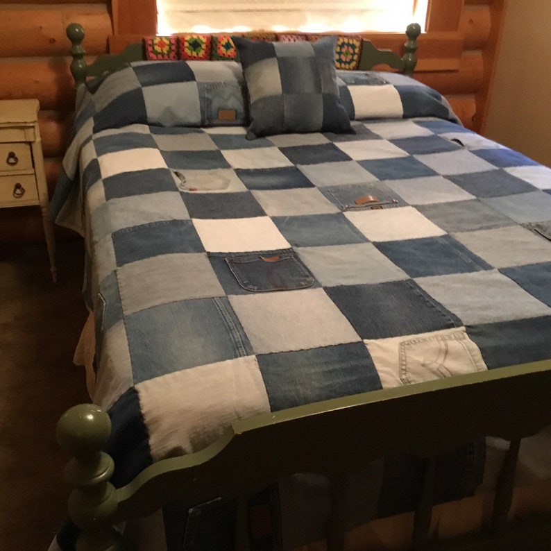 Rustic Chic Denim Quilt Full Sized Comforter Handmade Etsy
