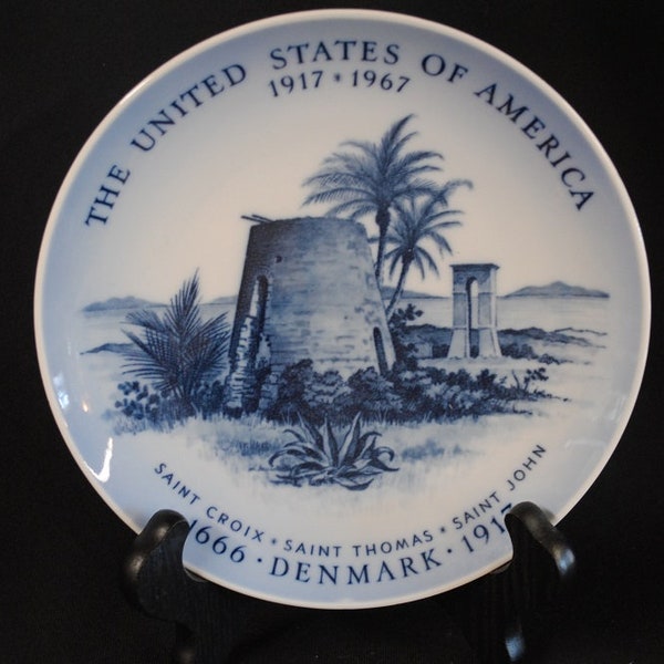 Royal Copenhagen US Virgin Islands Commemorative Plate 1917-1967