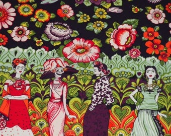 Tissu Haute Qualité  - Frida la Caterina Fond Noir / Alexander Henry