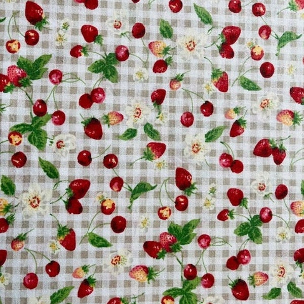 Tissu - Ballade de Fruits Rouges - Cerises et Fraises