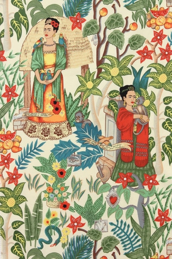 Tissu Canvas Haute Qualité - Frida's Garden - Couleur Thé - Heavy Oxford - Alexander Henry