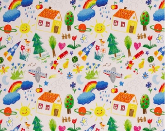 TISSU - Dessins d'Enfants - Jersey - Oeko Tex Standard 100