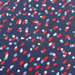 Abstract White Dots on Softened Navy Designer Fabric by the 
