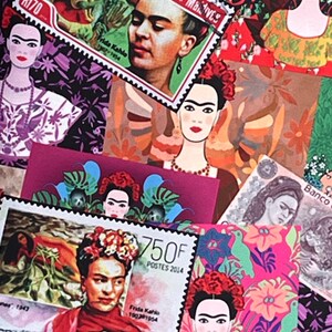 Peut inclure: Un collage de timbres colorés représentant Frida Kahlo, une peintre mexicaine. Les timbres proviennent de différents pays, dont le Togo, les Maldives et le Mexique. Les timbres présentent différentes images de Frida Kahlo, notamment un portrait, une peinture et un autoportrait. Les timbres sont tous en bon état et seraient un excellent ajout à toute collection de timbres.