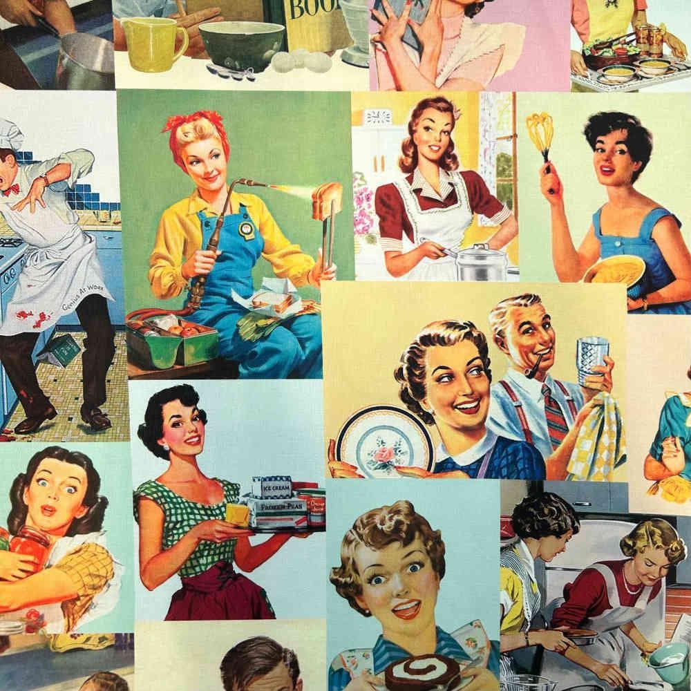 Fabric - Vintage Cooking - Printed Cotton Canvas