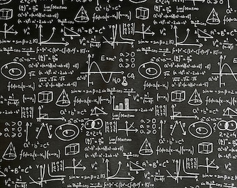 Fabric - Mathematics - Black - Cotton Canvas