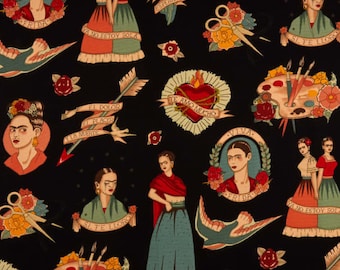 High Quality Canvas Fabric - Frida / Si Te Lloro - Black - Heavy Oxford - Alexander Henry Fashion For Home - 2019 Collection