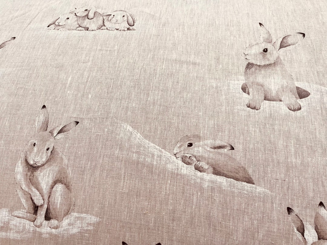 LINEN Fabric RABBIT Linen Printed Rabbits Width 140 Maison Thévenon - Etsy
