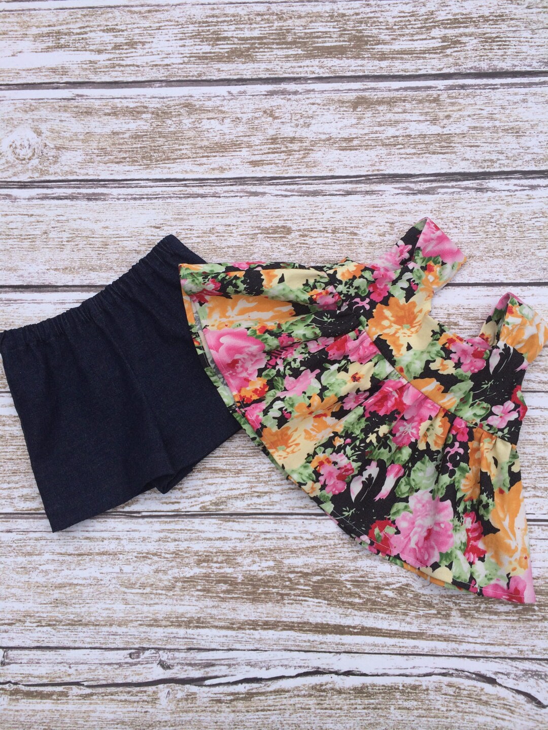 Nautinati Girls Floral Embellished Mid-Rise Denim Shorts