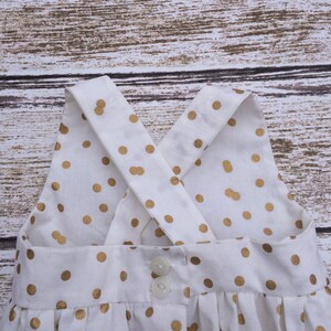 Gold Dotted Baby Romper: 100% Cotton Summer Bubble Romper image 5