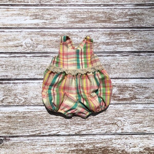 Baby Girl Plaid Summer Romper - Baby Girl Bubble Romper - Baby Girl Beach Romper - Baby Shower Gift - Baby Girl Romper - Baby Girl Playsuit
