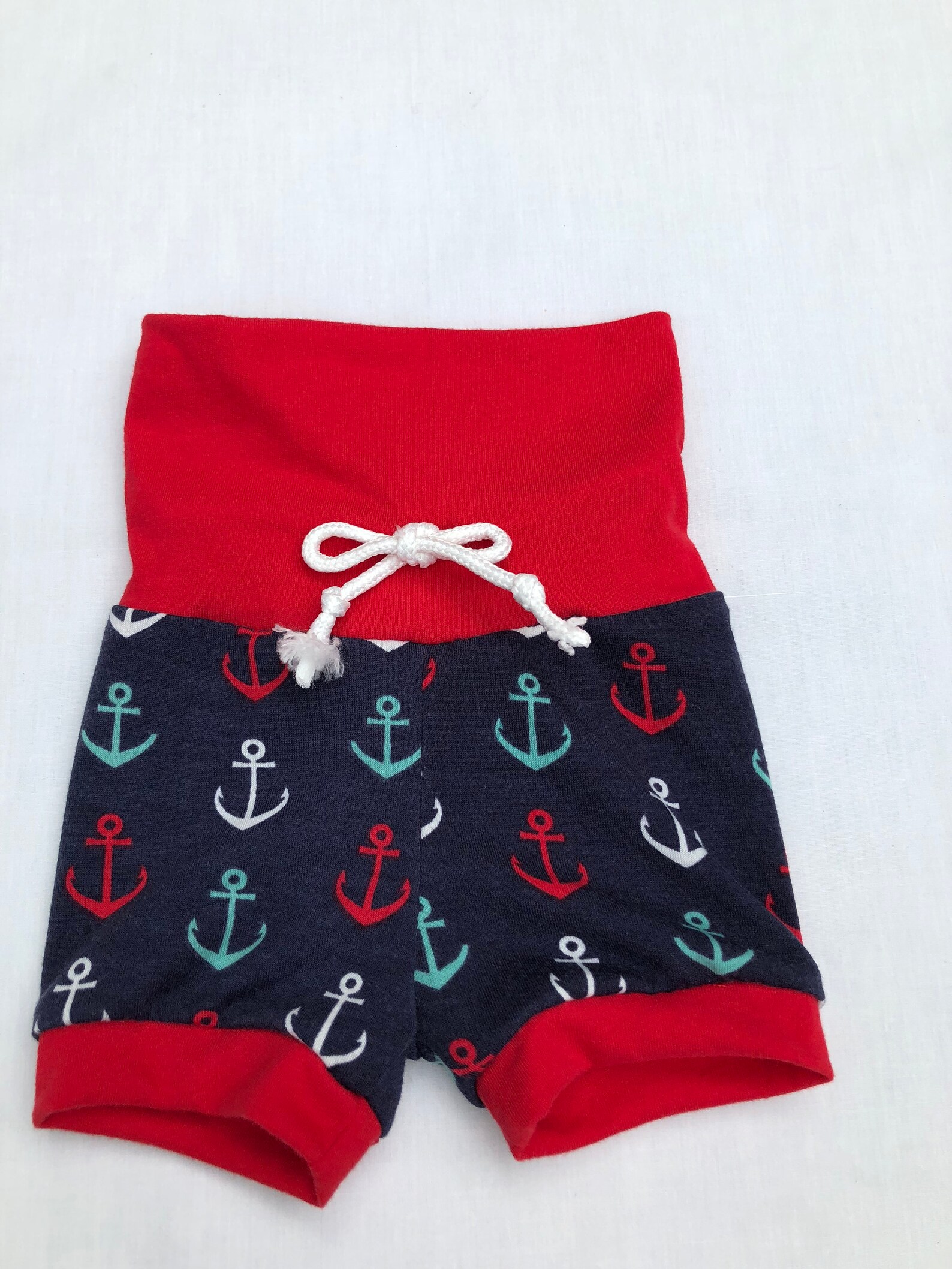 Nautical Baby Shorts Foldover Waist Baby Shorts Baby Knit Etsy