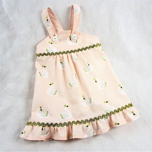 Gold Crowned Swans Baby Girl Easter Dress - Baby Girl Ruffle Dress - Baby Girl Sun Dress - Baby Gift - 1st Birthday - Baby Girl Swan Dress