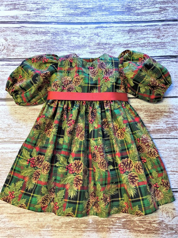 red and green plaid christmas dress