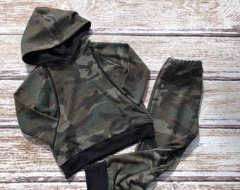 Camo Baby Hoodie and Leggings Outfit: Soft Cotton Jersey Knit